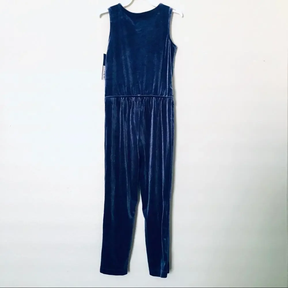 NEW Genuine Kid Girl's 2T Velour Bow Jumpsuit Nightfall Blue